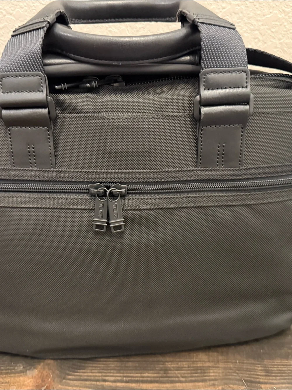 Tumi Black Men's Laptop Briefcase with Front Zip Pocket